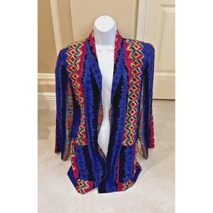 VTG Kensington Open Square Blazer Purple Sz M Geometric Aztec Art to Wear *